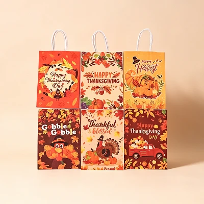 Harvest Thanksgiving Paper Gift Bags – Premium Paper With Cute Autumn & Pumpkin Designs suppliers